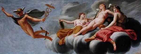 Eustache Le Sueur Cupid Ordering Mercury to Announce his Power to the Universe oil painting image